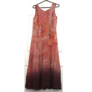 Coldwater Creek gefüttertes Maxikleid orange Boho Print ärmellos Gr. XS neu ohne Etikett - Bild 1 von 5
