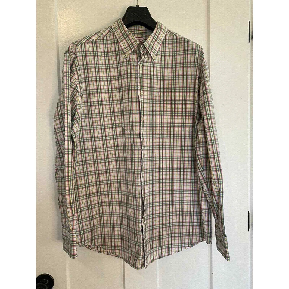 Camisa de vestir Ben Hogan para hombre manga larga cuello abotonado azul a cuadros talla XL USADA EN EXCELENTE ESTADO Foto 1 de 4