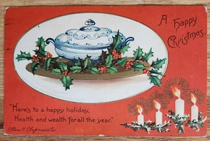 Velas y Mesa de Cena Vintage Navidad Postal PC 1909 Arte Internacional - Imagen 1 de 1