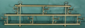 Vintage Brass Wall Mounted Coat & Hat Rack with 7 Swivel Hooks - Picture 1 of 5