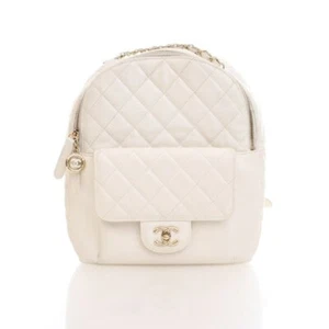 Chanel Day Backpack White Caviar Light Gold Beige,White Women's Bag - Picture 1 of 19