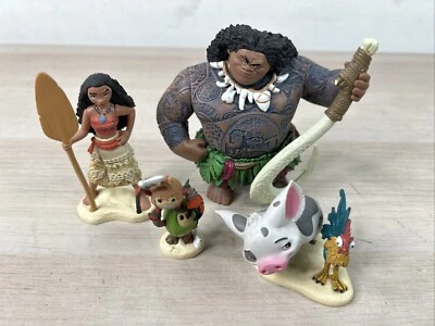 Juego de 4 piezas para adorno de pasteles de figuras Moana. 4” de alto. Juego de fiesta Moana Foto 1 de 4