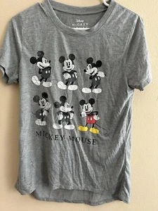 Women's Mickey Mouse Grid Short Sleeve Graphic Soft T-Shirt Gray - Medium B37 - Picture 1 of 1