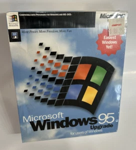 Microsoft Window 95 Upgrade Retail Box Sealed. 3.5” Floppy Disk CompUSA Vintage - Picture 1 of 6