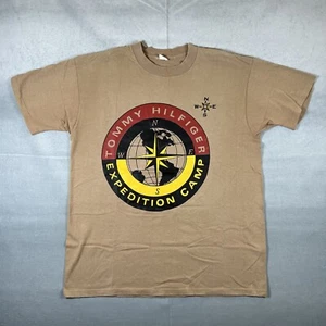 VTG 90s Tommy Hilfiger Expedition Camp Shirt Mens Medium Brown Single Stitch USA - Picture 1 of 11