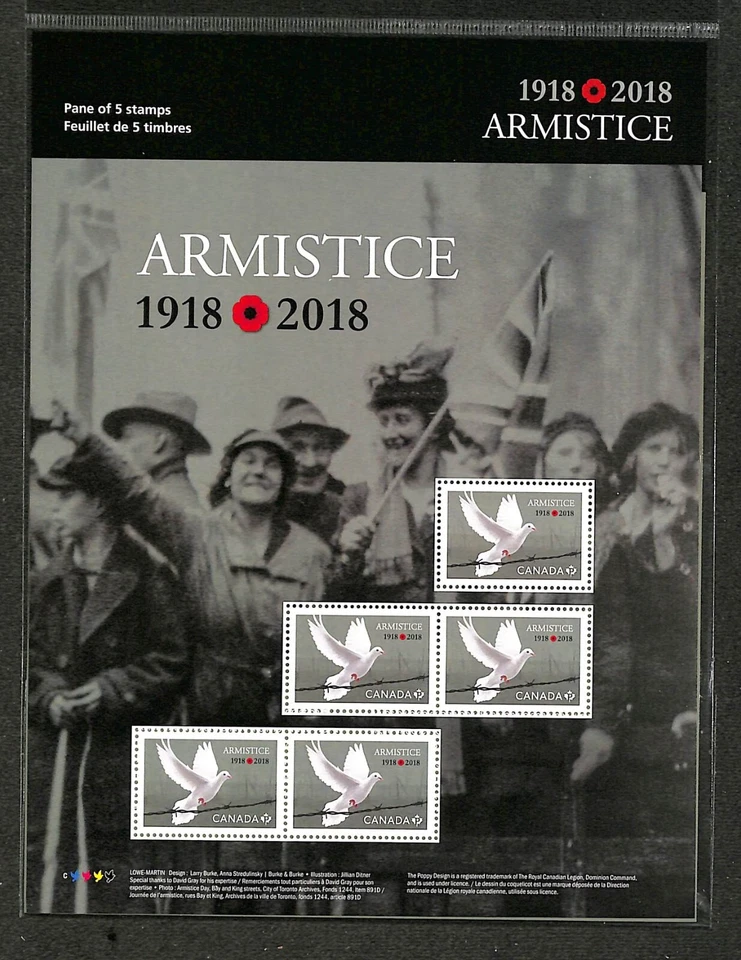 Canada - Scott 3130 - Armistice - Full Pane Sealed Pack from Canada Post - 2018 - Image 1 of 1