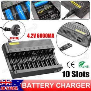 10 Slots Battery Charger For 4.2V Rechargeable Lithium Li-ion Battery Charging - Picture 1 of 12