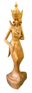 Estatua de diosa indonesia balinesa de madera tallada a mano de colección.12 " - Imagen 1 de 15