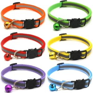 Quick Release Pet Kitten Adjustable Bell Hi Vis Collar Cat Reflective Safety - Picture 1 of 25