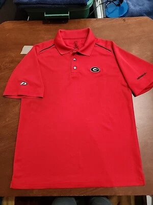 Pro игрок университета Джорджии мужской средний S/S красный/черный рубашка-поло носили. VB1 - Изображение 1 из 4