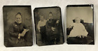 Tintypes 3 Family Photos Mom & Children Danville Il 3 1/2 X 2 1/4 Late 1800S