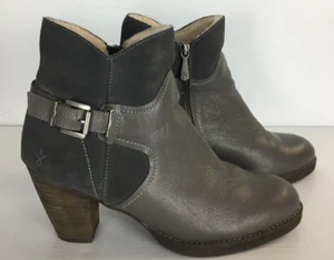 EMU AUSTRALIA SIZE 41 WOMENS GREY LEATHER + SUEDE WOOL LINED ZIP UP ANKLE BOOTS - Picture 1 of 15