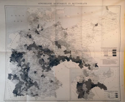 1880s Industrial Density in Germany ORIGINAL VINTAGE MAP 22.5 x 18.5 - C24-4 - Image 1 of 3