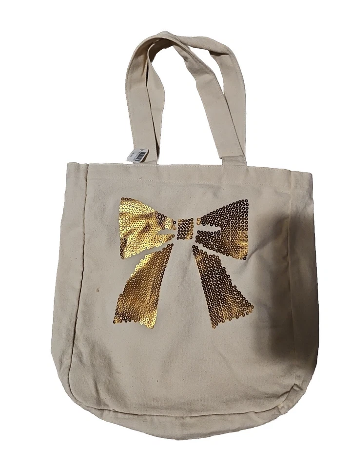 Холщовая сумка-тоут Bath & Body Works с бантом с блестками - Изображение 1 из 1