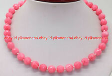 Charming 10mm Faceted Pink Rhodorosite Round Gemstone Beads Necklace 18'' AAA