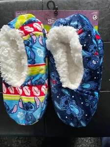 Disney Lilo & STITCH Blue 2 Pack Fuzzy BABBA Slippers Size 7 - 9.5 NEW - Picture 1 of 2