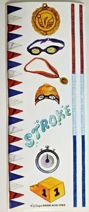 Swim Team Swimmer Lane Borders Banners Stop Watch 12" Sheet NRN Designs RARE - Picture 1 of 1