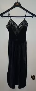 Vintage Lady Lynne 34 Full Slip Nightgown Dress Scalloped Black USA Union Made - Picture 1 of 5