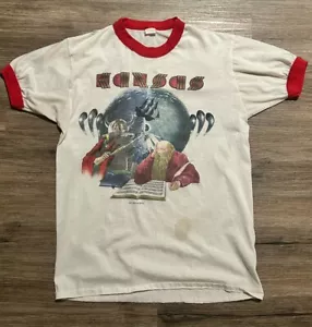 Vintage 80s Kansas Band Tour Quarter Sleeve T Shirt RARE Size M - Picture 1 of 10