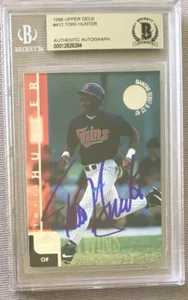 TORII HUNTER SIGNED RC 1998 UPPER DECK #412 BECKETT ROOKIE AUTHENTIC AUTO - Picture 1 of 2
