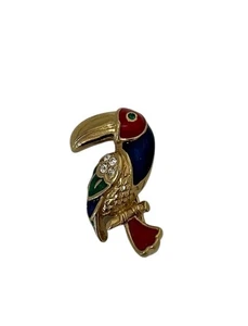 Atwood & Sawyer Enamel Toucan Parrot Brooch Classic Vintage Colorful Topical - Picture 1 of 6
