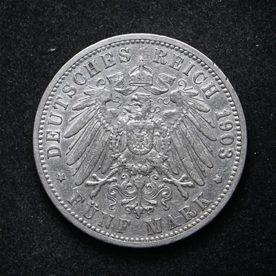 1903-G Germany 5 Mark Baden .900 Silver (cn15658) - Image 1 of 2