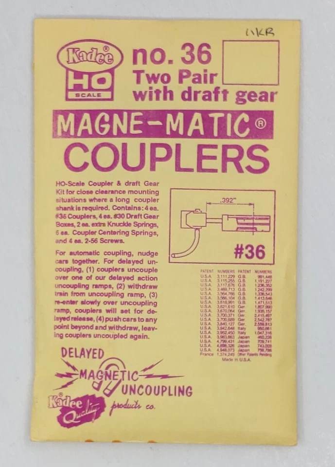 Acoplador Kadee 36 HO serie 30 largo (25/64") vástago central Foto 1 de 2