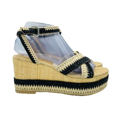 Dolce Vita Shoes Womens Size 8 Beige Black High Platform Wedge Sandals Open Toe - Изображение 1 из 4