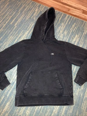 Kith 基本标志重量级连帽衫运动衫 XS 黑色破损褪色 — 第 1/4 张图片