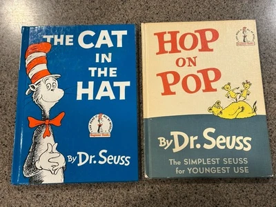 Hop on Pop by Dr. Seuss 1st Edition 1963 and cat in the hat hardcovers  - Image 1 of 4