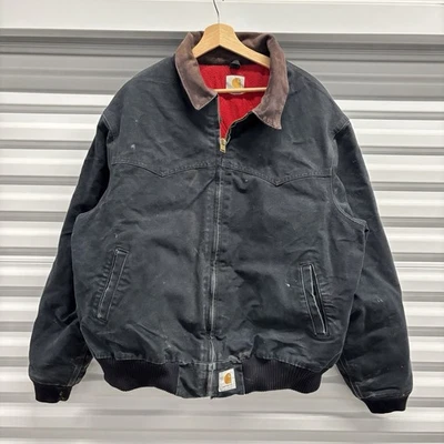 Chaqueta Carhartt Santa Fe Vintage Años 90 Para Hombre XL Negra Roja Acolchada Forrada Hecha en EE. UU. Foto 1 de 4