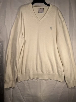 Suéter Express XL para hombre blanco cuello en V manga larga tejido Foto 1 de 4