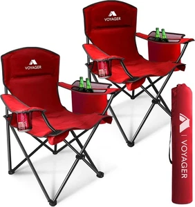 Folding Camping Chair 2 Pack with Cooler Bag, Lightweight Portable - Picture 1 of 7