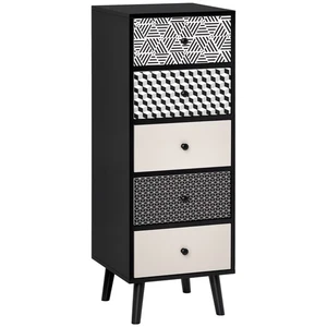 HOMCOM Chest of Drawers, 5 Drawer Storage Organiser Unit Bedroom, Black - Picture 1 of 11