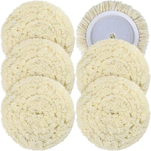 6 Stück Wolle Polieren Polieren Pads - 8 Zoll Naturwolle Schneidepads mit Hoo... - Bild 1 von 7
