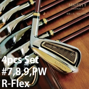 MAJESTY PRESTIGIO 13 Gold Iron Wedge 4pc Set 7-8-9-PW RH R-Flex Golf Japan NEW - Picture 1 of 17