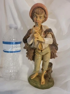 Vintage große 10" Flötenspieler Weihnachtskrippenfigur Italien Komposit - Bild 1 von 5