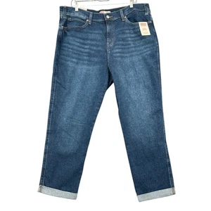 Pantalones de mezclilla Signature by Levi Heritage Boyfriend azul puños enrollados talla 18 - Imagen 1 de 8