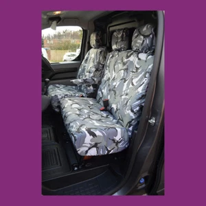 Front Seat Covers NO WorkTray Grey Camo Waterproof for Toyota Proace 2016+ - Picture 1 of 4