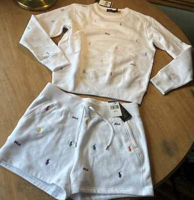 4 NWT Polo Ralph Lauren Women's Logo Set Shorts & Sweatshirt XS/S - Image 1 of 4