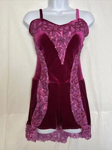 A Wish Come True Burgundy Velvet & Sequins Unitard Size MA - Picture 1 of 3