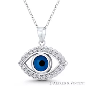 Collar de plata esterlina colgante de cuentas nazar turco griego hamsa dije con cuentas de mal de ojo - Imagen 1 de 1