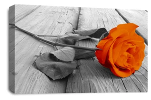 Gerahmtes Leinwandbild Blumenmuster orange Wohnzimmer Schlafzimmer fertig zum Aufhängen - Bild 1 von 5