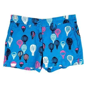 Crown Ivy Size 2P Shorts Hot Air Balloon Print Blue Pink White Black Petite 528 - Picture 1 of 8