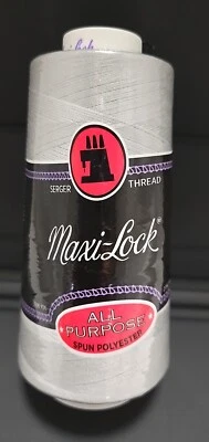 Maxi-Lock ~ Serger Thread - Silver ~ 3000 yd All Purpose Spun Polyester NEW! - Image 1 of 3