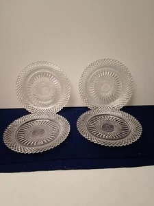 Vintage 8 Inch Dessert Plate Heavy Clear Crystal Cut Glass Set of 4 - Picture 1 of 9