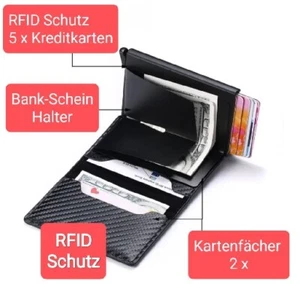 RFID-Schutz Portemonnaie Kreditkarten Etui Halter in Carbon-Look| 58 Gramm |NEU - Bild 1 von 5