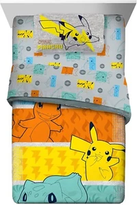 Set piumone 2 pezzi doppio/completo Pokemon bambini biancheria da letto reversibile Pikachu Squirtle - Foto 1 di 7