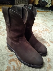 TECOVAS RANCHWEAR BANDERA BROWN LEATHER S TOE COWBOY WORK BOOTS #200 MEN'S 8.5D - Picture 1 of 13