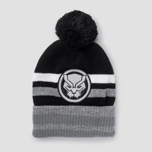 Boys' Black Panther Pom Beanie - Black - Picture 1 of 1